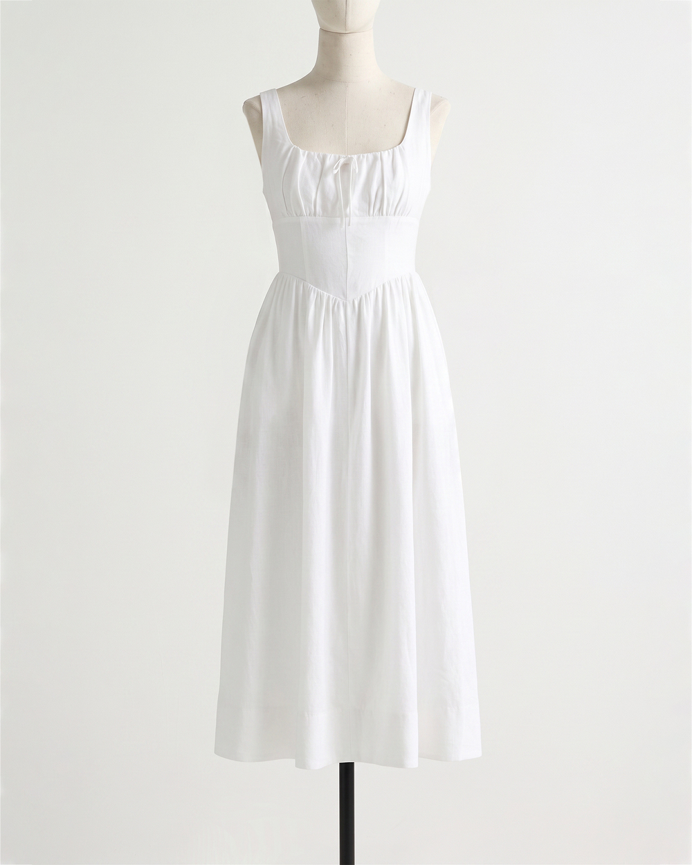 100% European Linen Corset Midi Dress